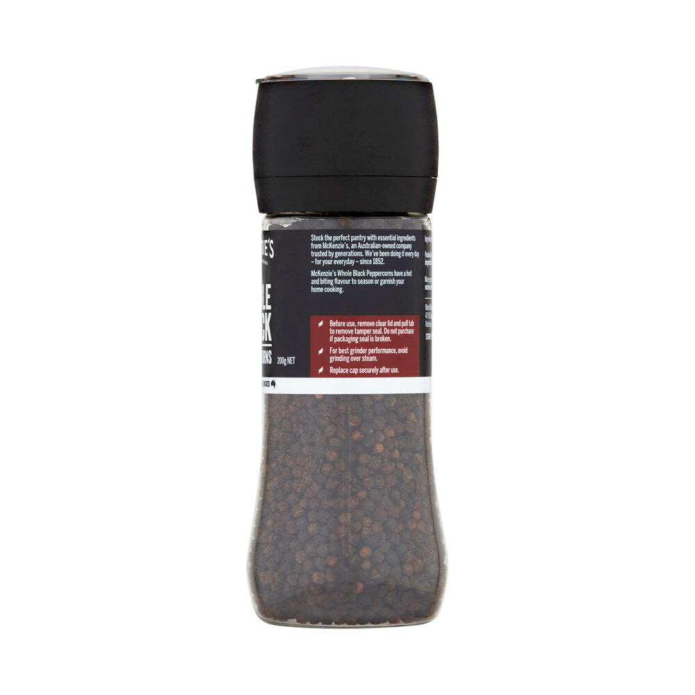 McKenzie's Whole Black Pepper Grinders - 200g