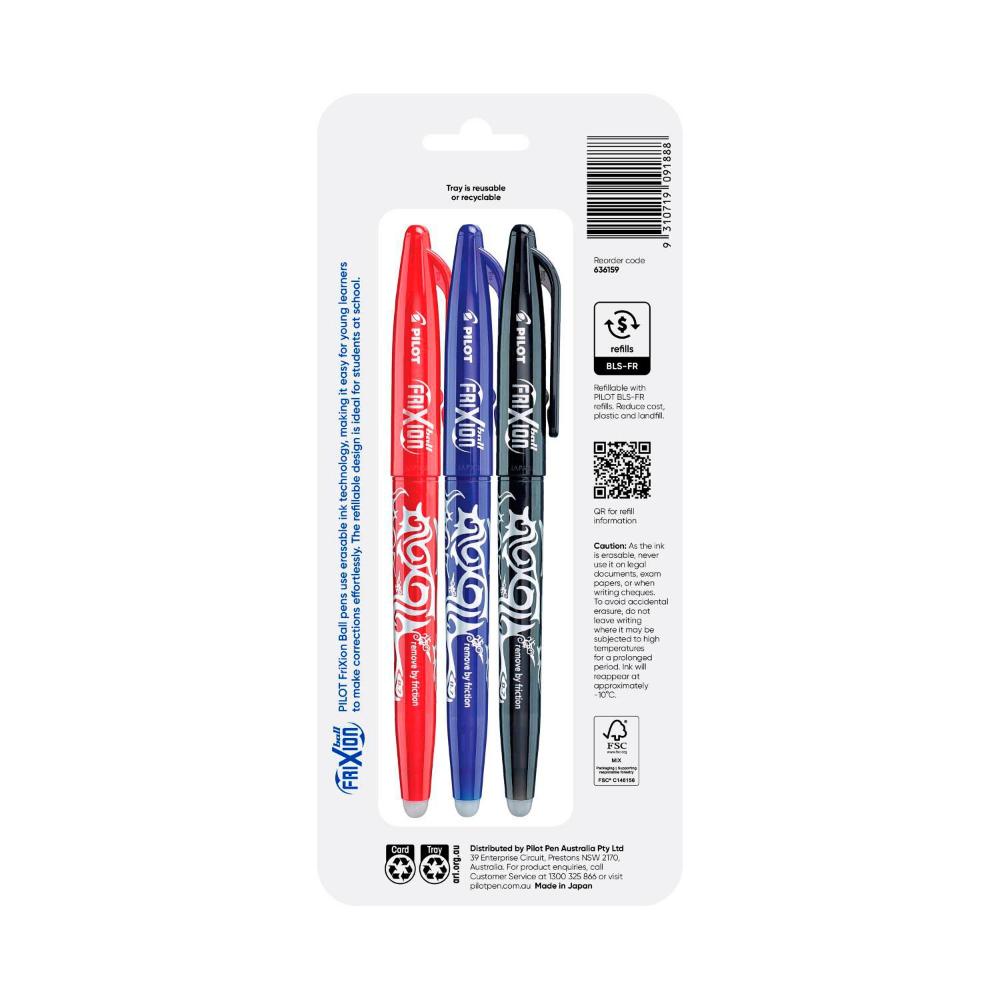 Pilot Frixion Ball Black/ Blue/ Red - 3 Pack