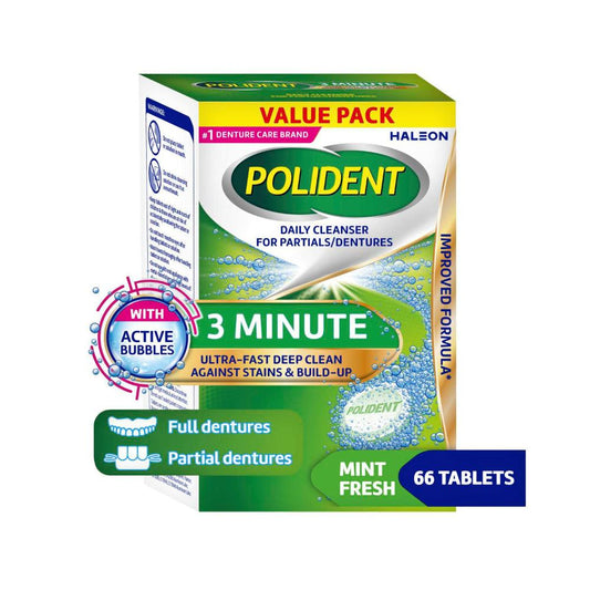 Polident 3 Minute Daily Cleanser For Dentures And Partials - 66 pack