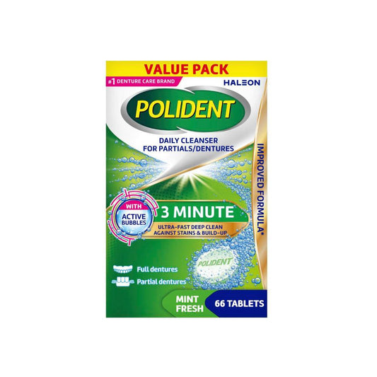 Polident 3 Minute Daily eanser For Dentures And Partials - 66 pack