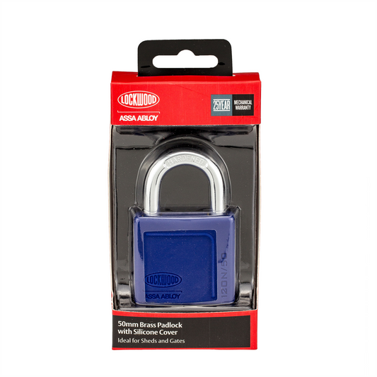 Lockwood 50mm Brass Padlock - Silicone Cover - Heavy Duty - Weather Resistant