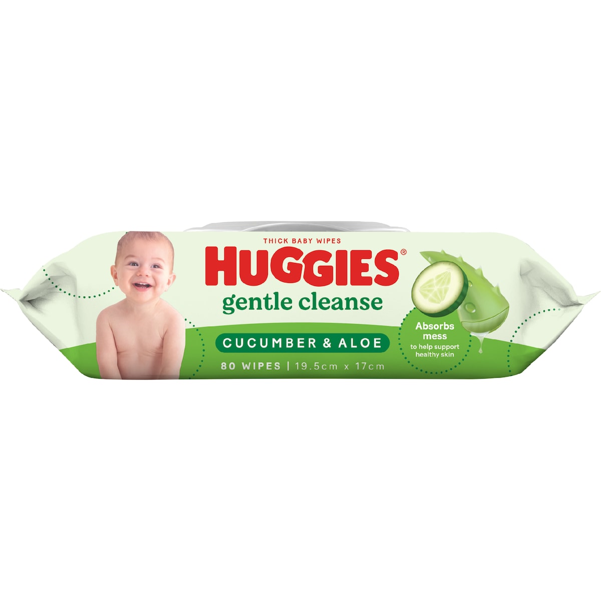 Huggies Glentle Cleanse Baby Wipes Cucumber & Aloe 80 Pack