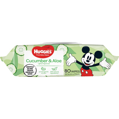 Huggies Glentle Cleanse Baby Wipes Cucumber & Aloe 80 Pack