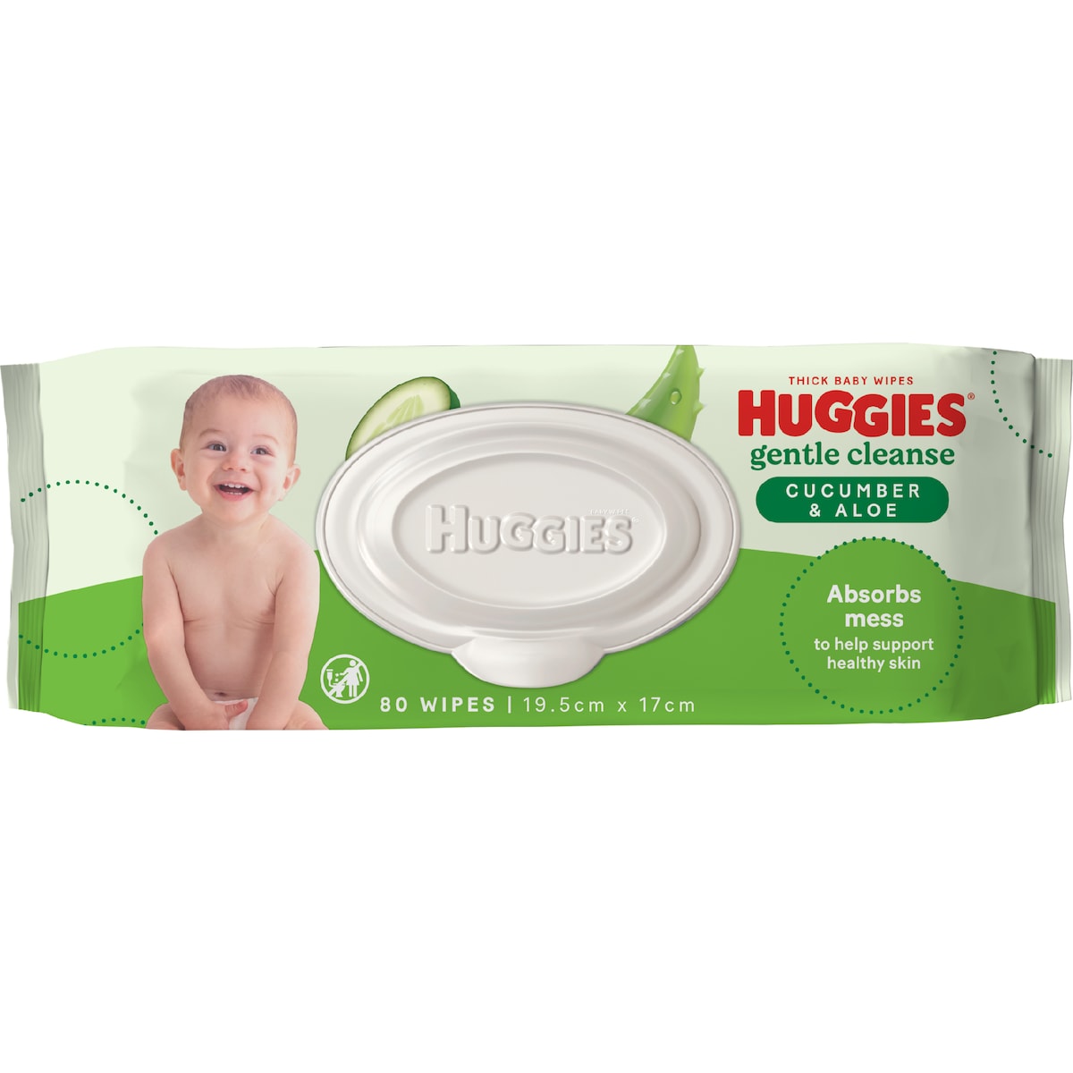 Huggies Glentle Cleanse Baby Wipes Cucumber & Aloe 80 Pack