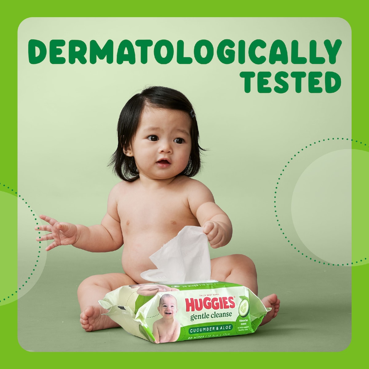 Huggies Glentle Cleanse Baby Wipes Cucumber & Aloe 80 Pack