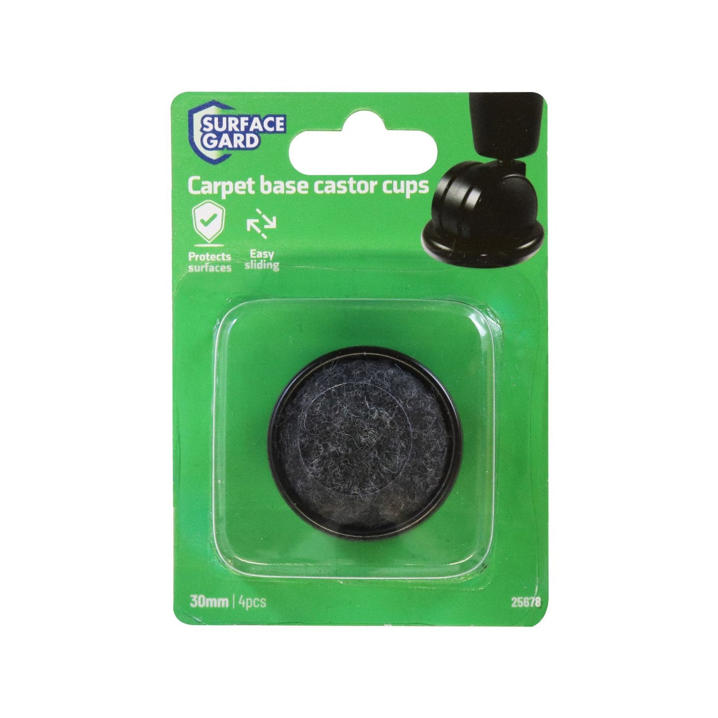 Surface Gard Round Castor Cup - 30mm - 4 Pack - Brown