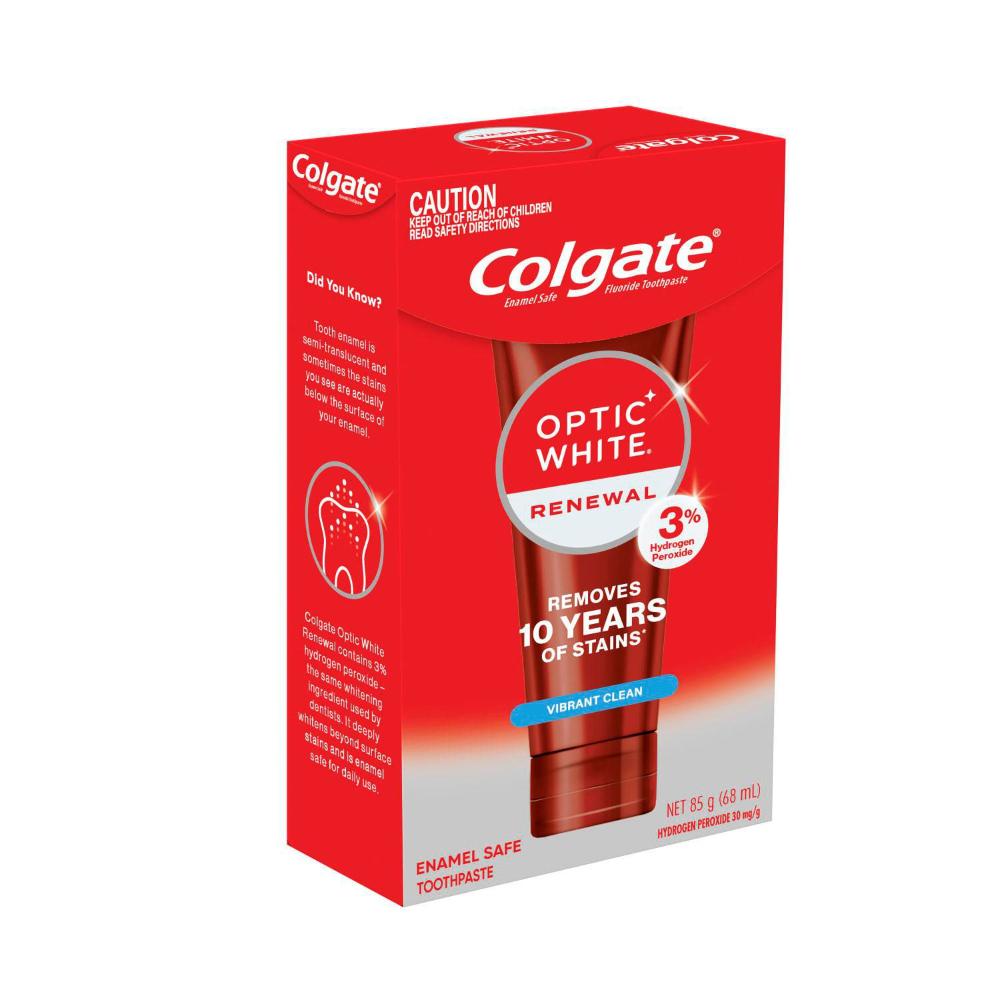 Colgate Optic White Teeth Whitening Toothpaste Renewal Vibrant Clean With 3% H ... 85g