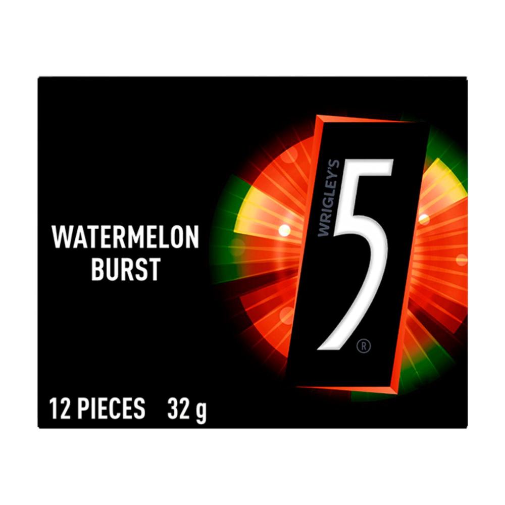 5 Gum Watermelon Burst Sugar Free Gum 12 Piece - 32g