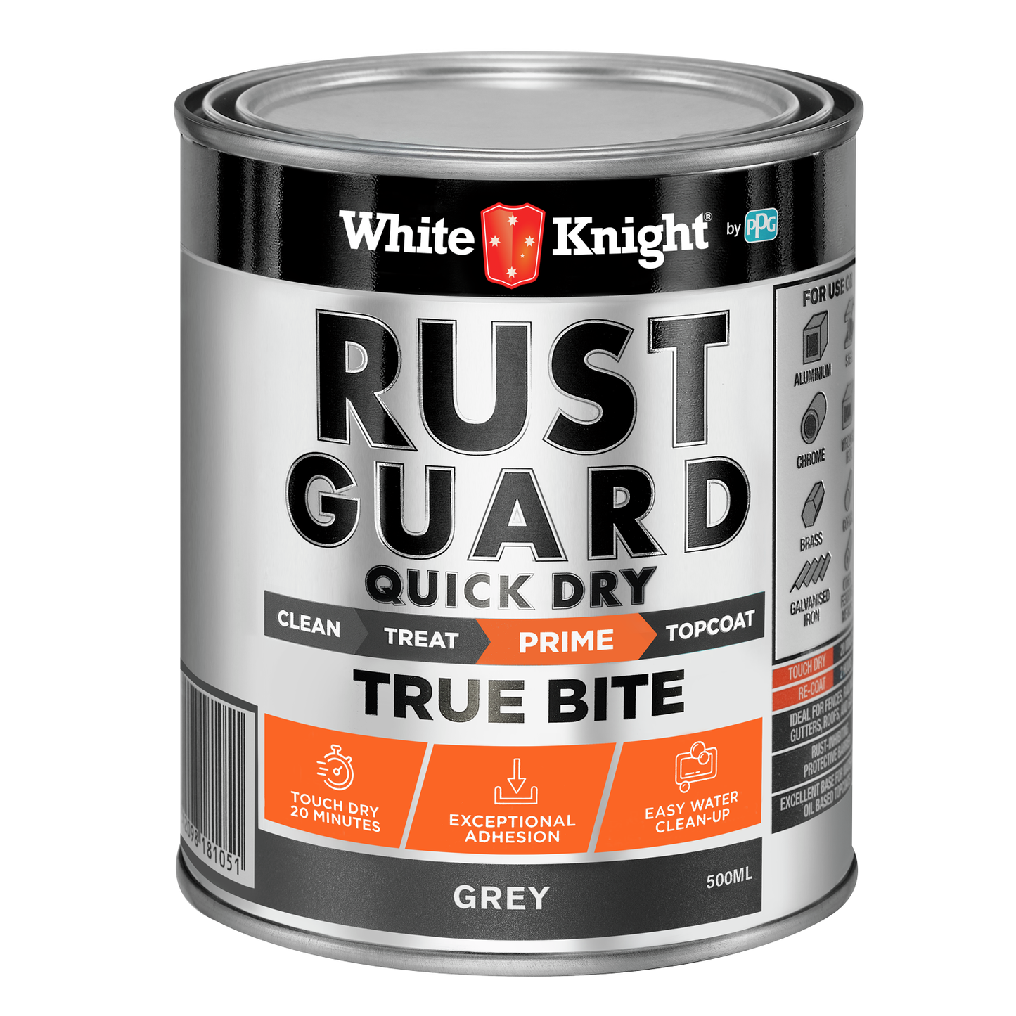 White Knight Rust Guard Grey Primer Paint - 0.5L