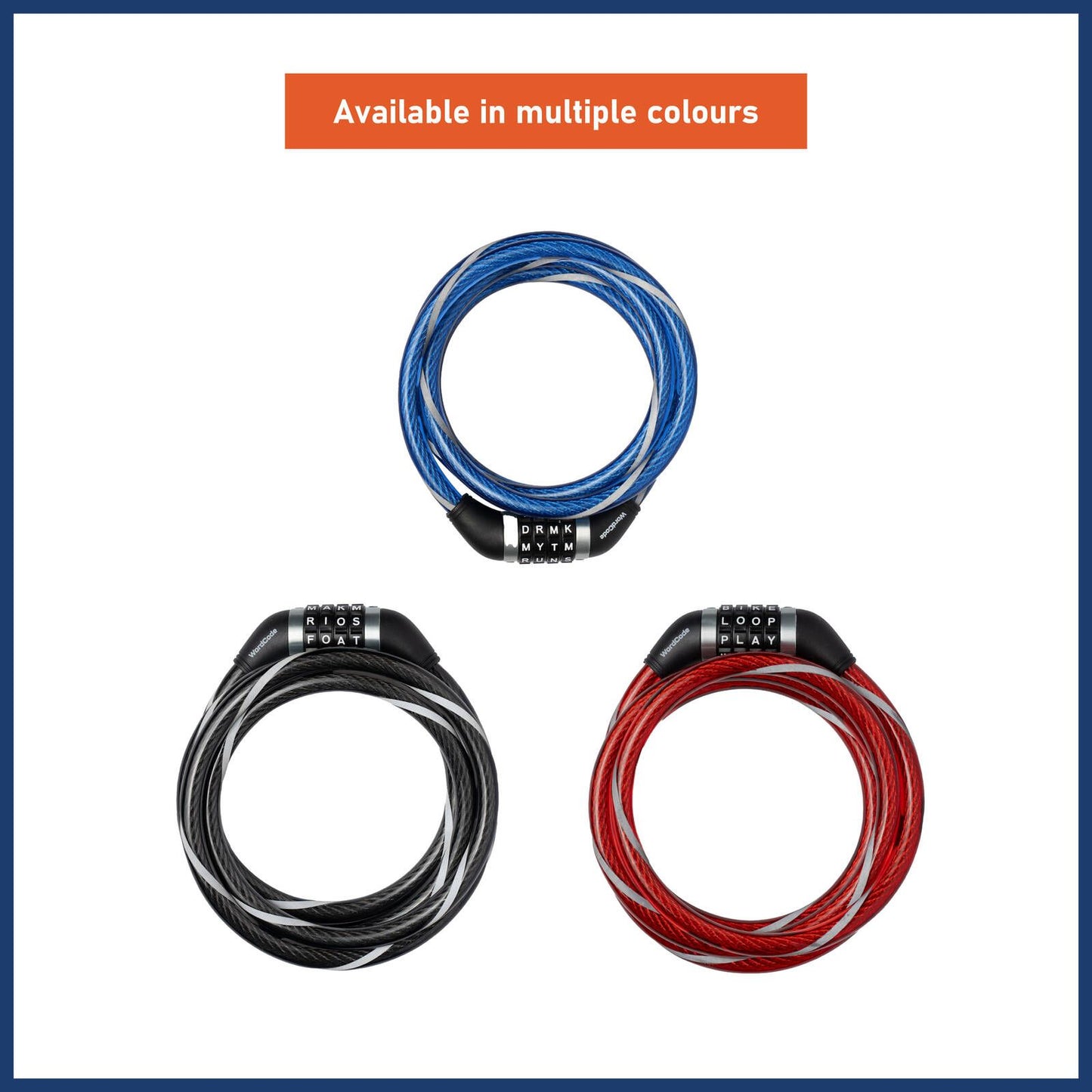 Wordcode Reflective Cable Lock - 12mm x 1.8m