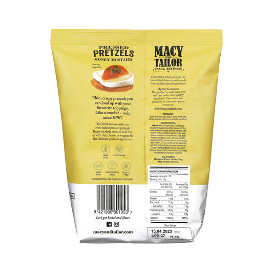 Macy & Tailor Pressed Pretzels Honey Mustard - 180g
