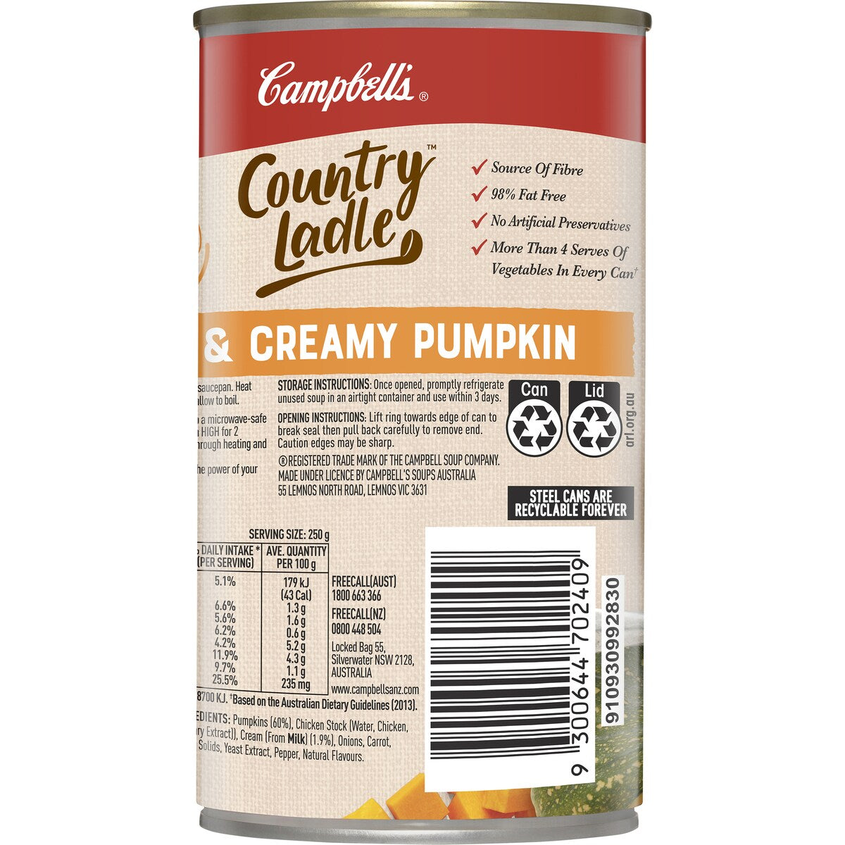 Campbells Country Ladle Soup Rich & Creamy Pumpkin 500g
