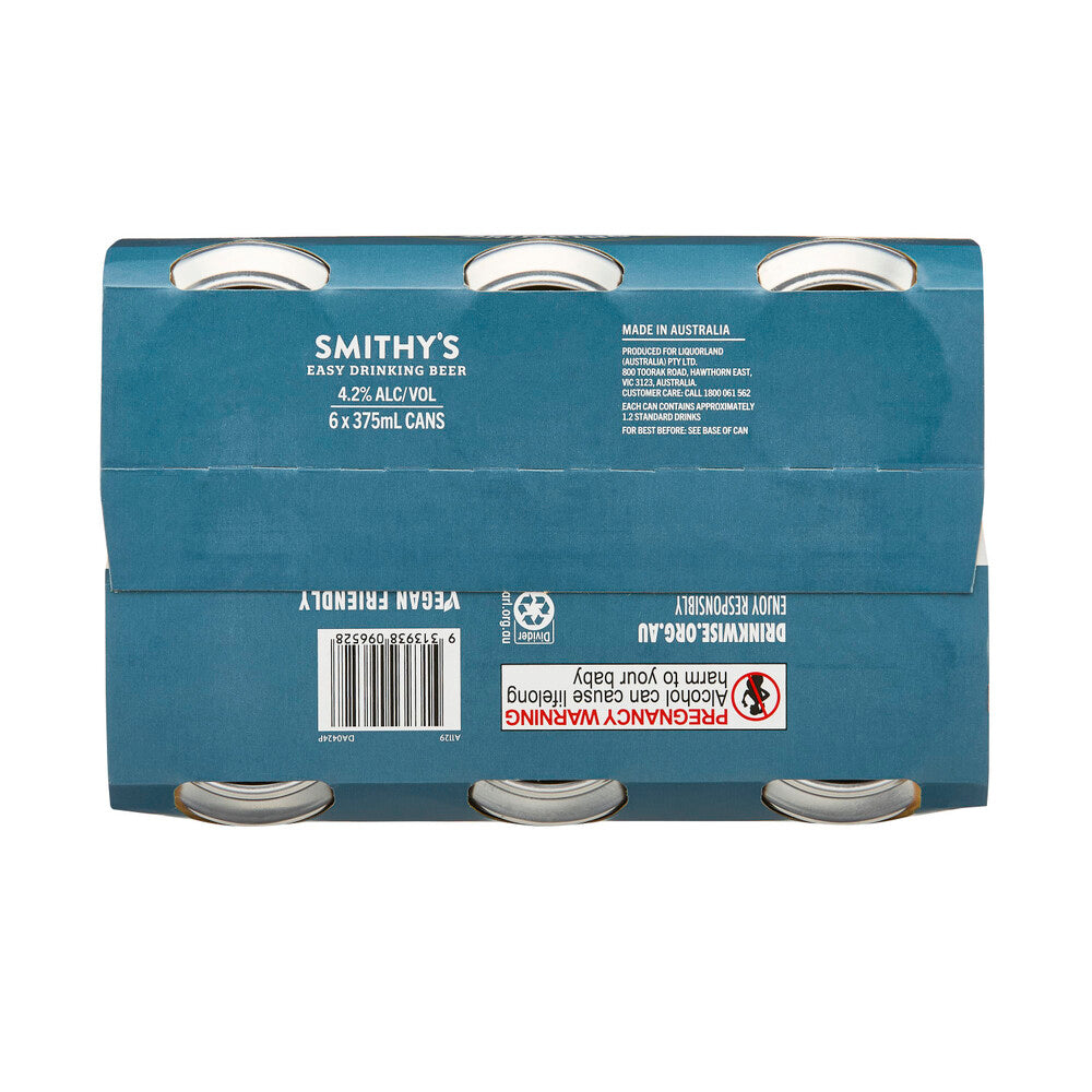 Smithy's Easy Drinking Beer Can 375ml - 6 Pack