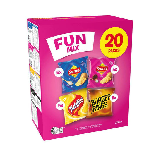 Smith's Fun Mix Chips Lunchbox Snacks Multipack 20 Pack - 375g