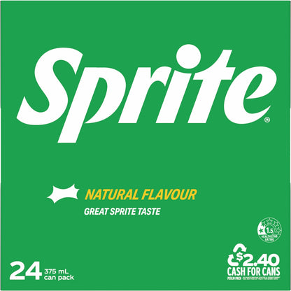 Sprite Lemonade Soft Drink Cans 375ml X 24 Pack