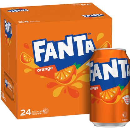 Fanta Orange Soft Drink Cans 375ml X 24 Pack