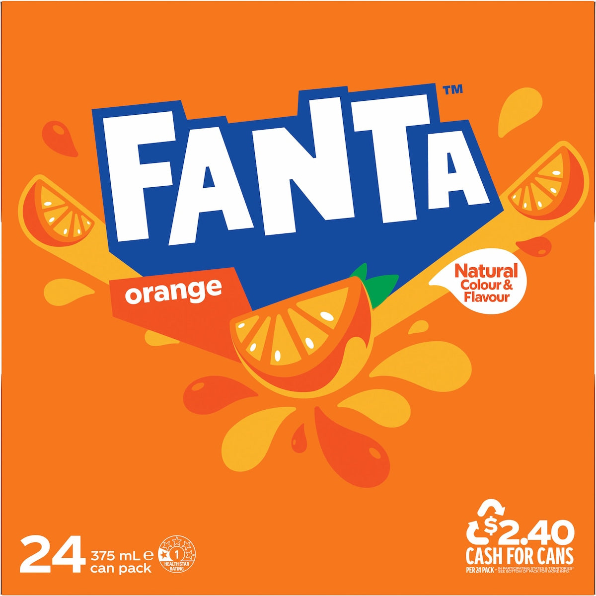 Fanta Orange Soft Drink Cans 375ml X 24 Pack