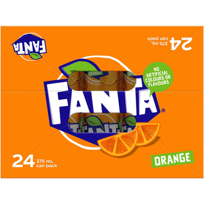 Fanta Orange Soft Drink Cans 375ml X 24 Pack
