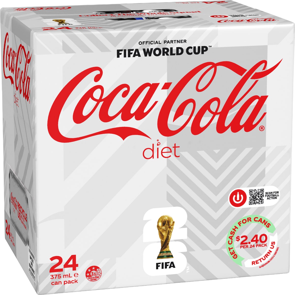 Coca-cola Diet Soft Drink Cans 375ml X 24 Pack