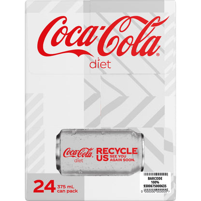 Coca-cola Diet Soft Drink Cans 375ml X 24 Pack