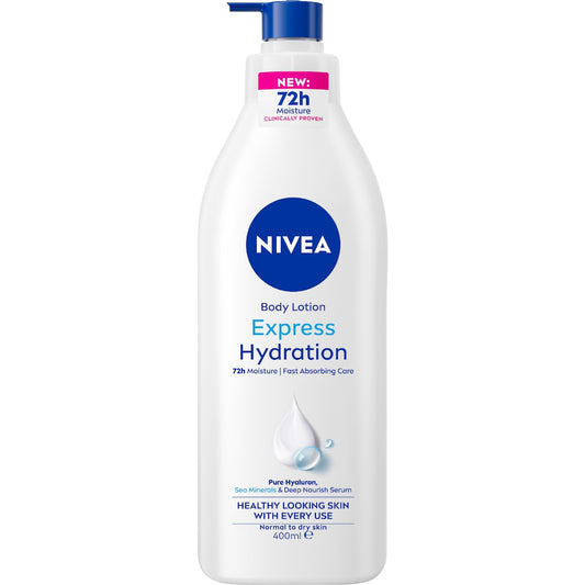 Nivea Express Hydration Body Lotion Fast Absorbing 72hr Moisture 400ml