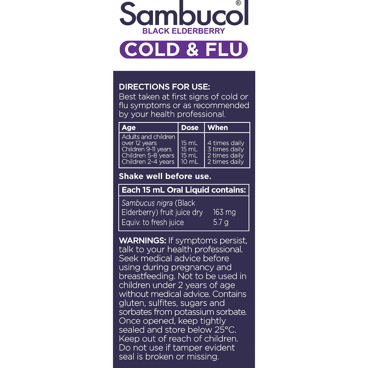 Sambucol Cough Syrups Cold & Flu Liquid 120ml