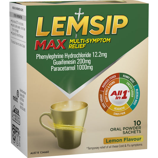 Lemsip Max Cold & Flu Multi Relief Hot Drink Lemon 10 Pack