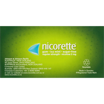 Nicorette Quit Smoking Regular Strength Nicotine Gum Icy Mint 75 Pack