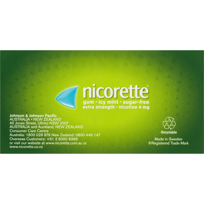 Nicorette Quit Smoking Extra Strength Nicotine Gum Icy Mint 75 Pack