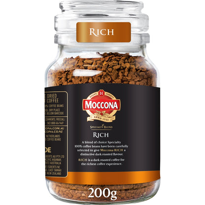 Moccona Freeze Dried Instant Coffee Rich 200g, 1pc