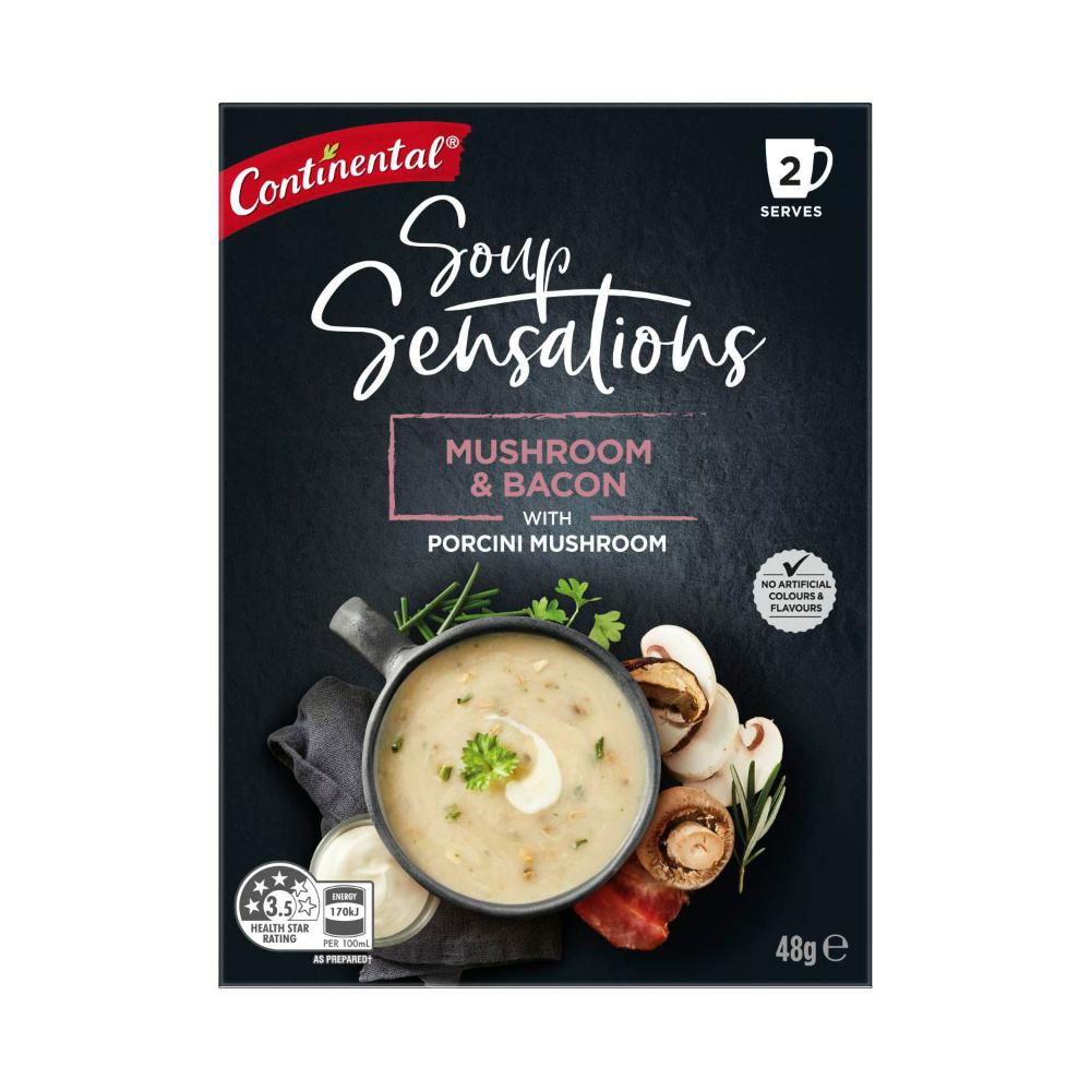 Continental Sensation Mushroom Bacon Soup Serves 2 - 48g