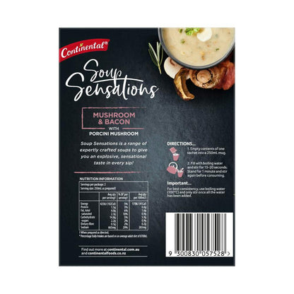 Continental Sensation Mushroom Bacon Soup Serves 2 - 48g