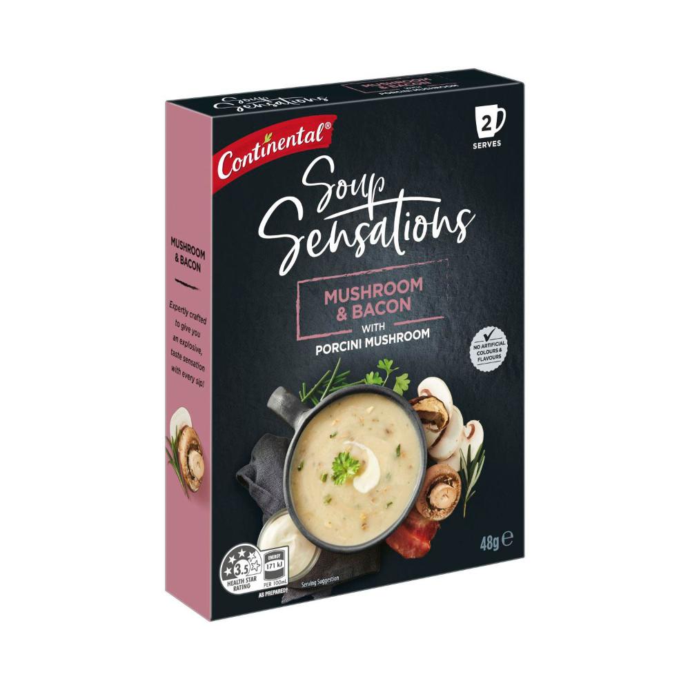 Continental Sensation Mushroom Bacon Soup Serves 2 - 48g