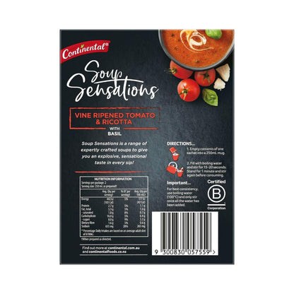 Continental Sensation Vine Ripened Tomato & Ricotta Soup Serves 2 - 54g