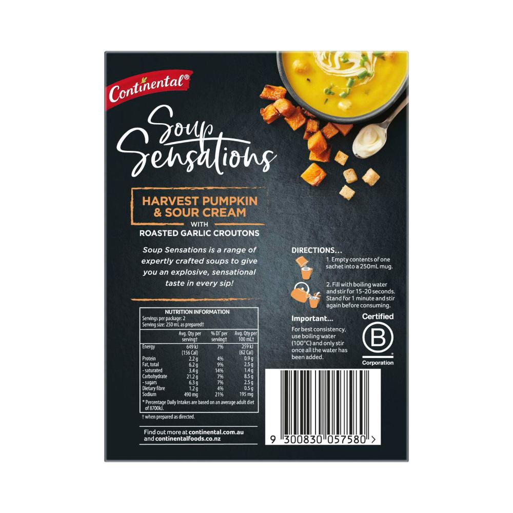 Continental Sensations Harvest Pumpkin & Sour Cream Soup Serves 2 - 70g