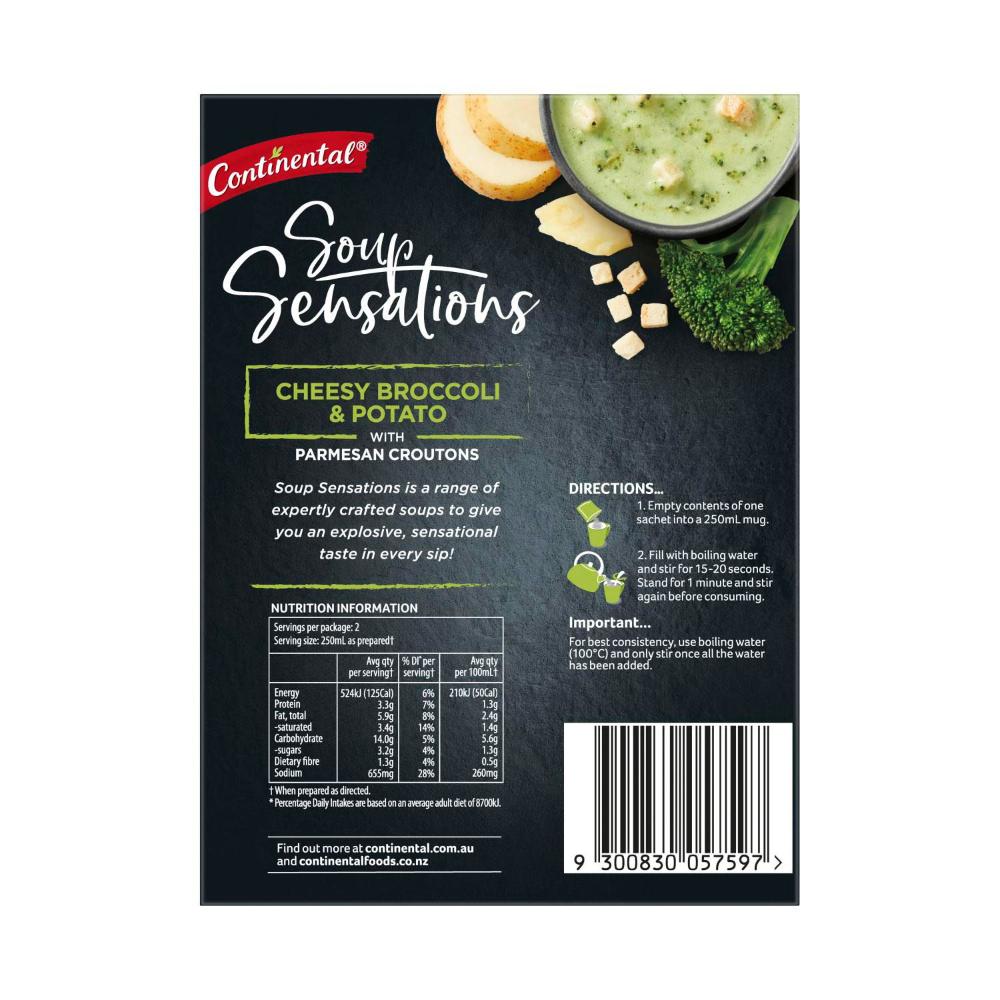 Continental Sensation Cheesy Broccoli & Potato Soup Serves 2 - 56g