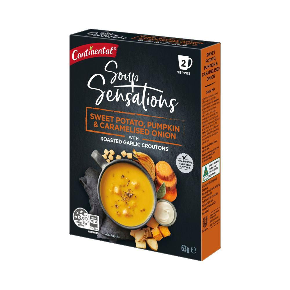 Continental Sensation Sweet Potato Pumpkin & Caramelised Onion Soup Serves 2 - 63g