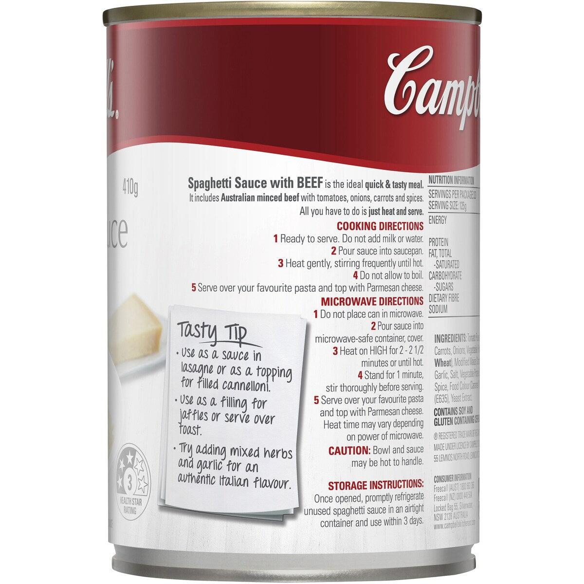 Campbells Spaghetti Sauce With Beef With Beef 410g