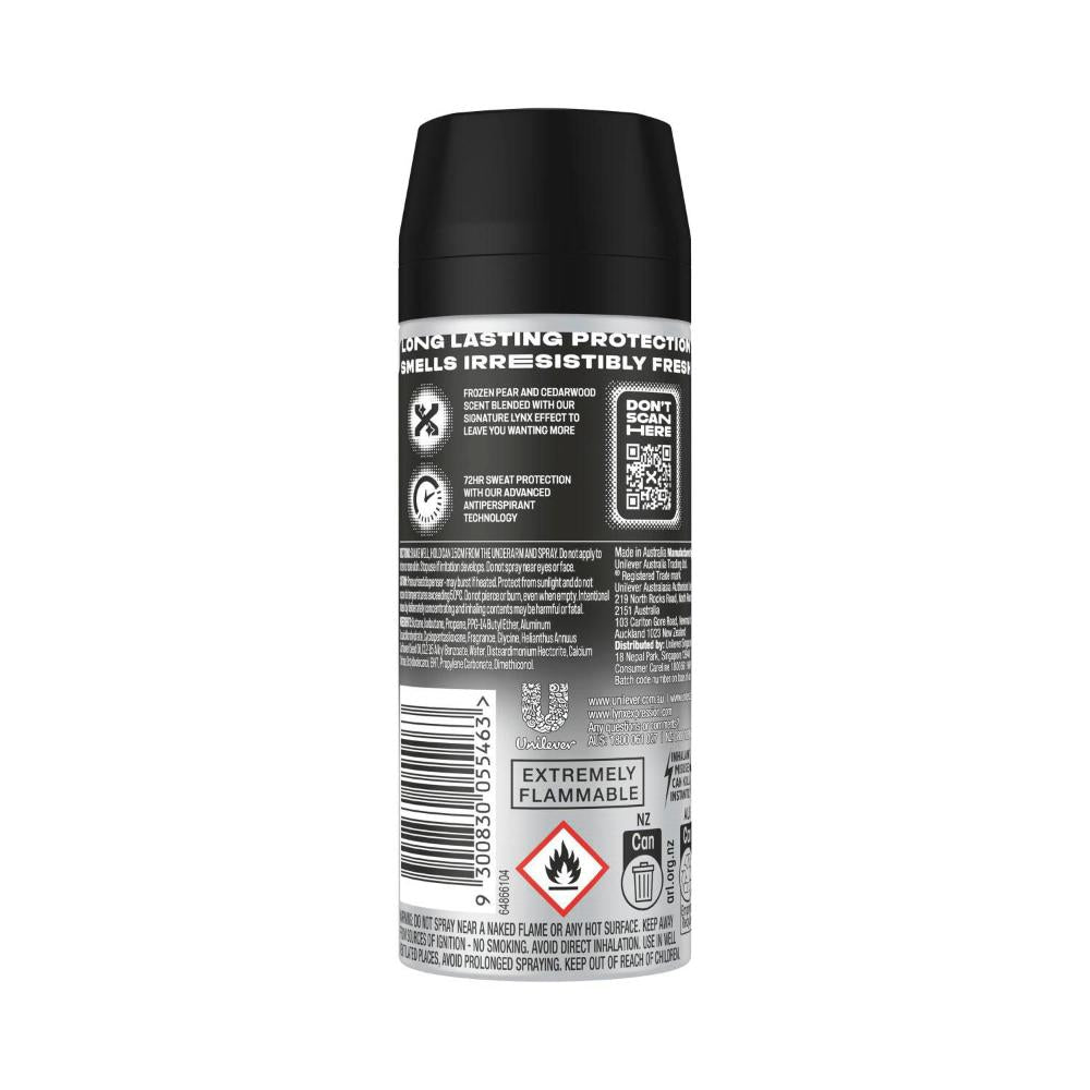 Lynx Deodorant Body Spray 72hr Antiperspirant Black - 165mL