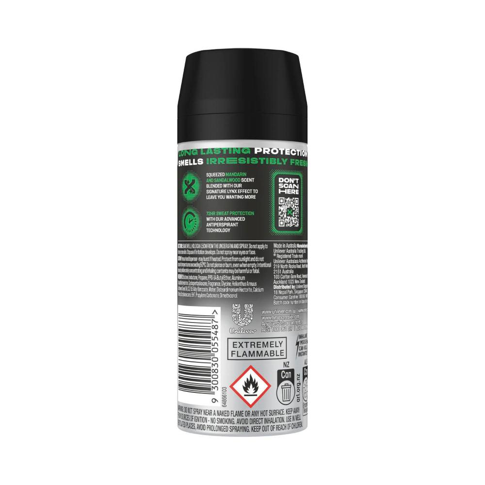 Lynx Deodorant Body Spray 72hr Antiperspirant Africa - 165mL