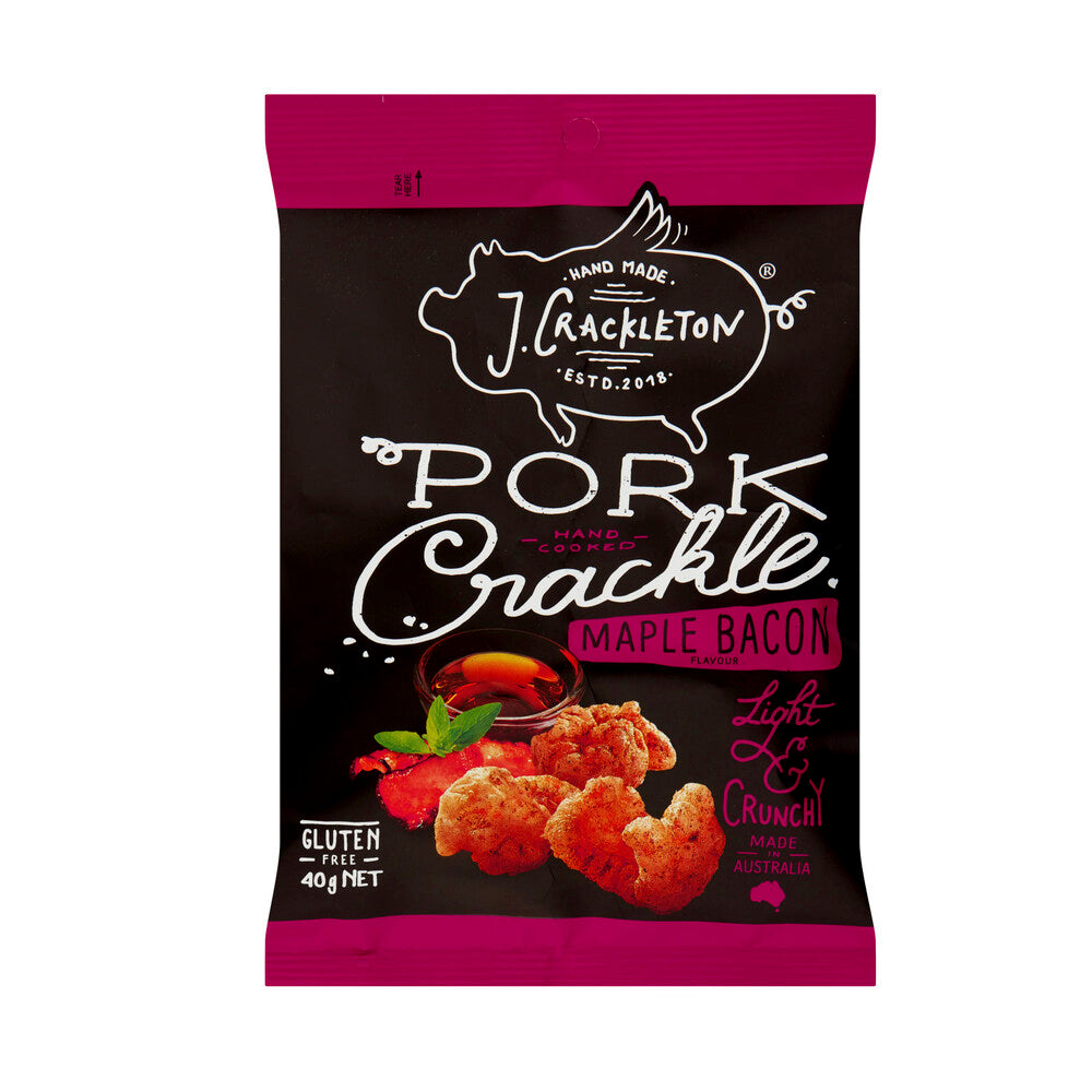 J Crackleton Pork Crackle Maple Bacon - 40g