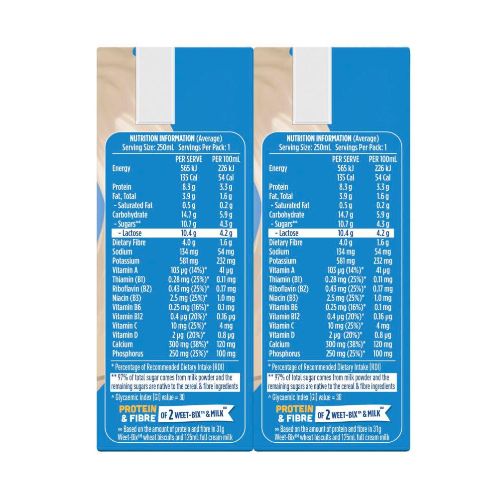 Sanitarium Up&go No Added Sugar Liquid Breakfast Vanilla Ice 6x250ml - 1.5L