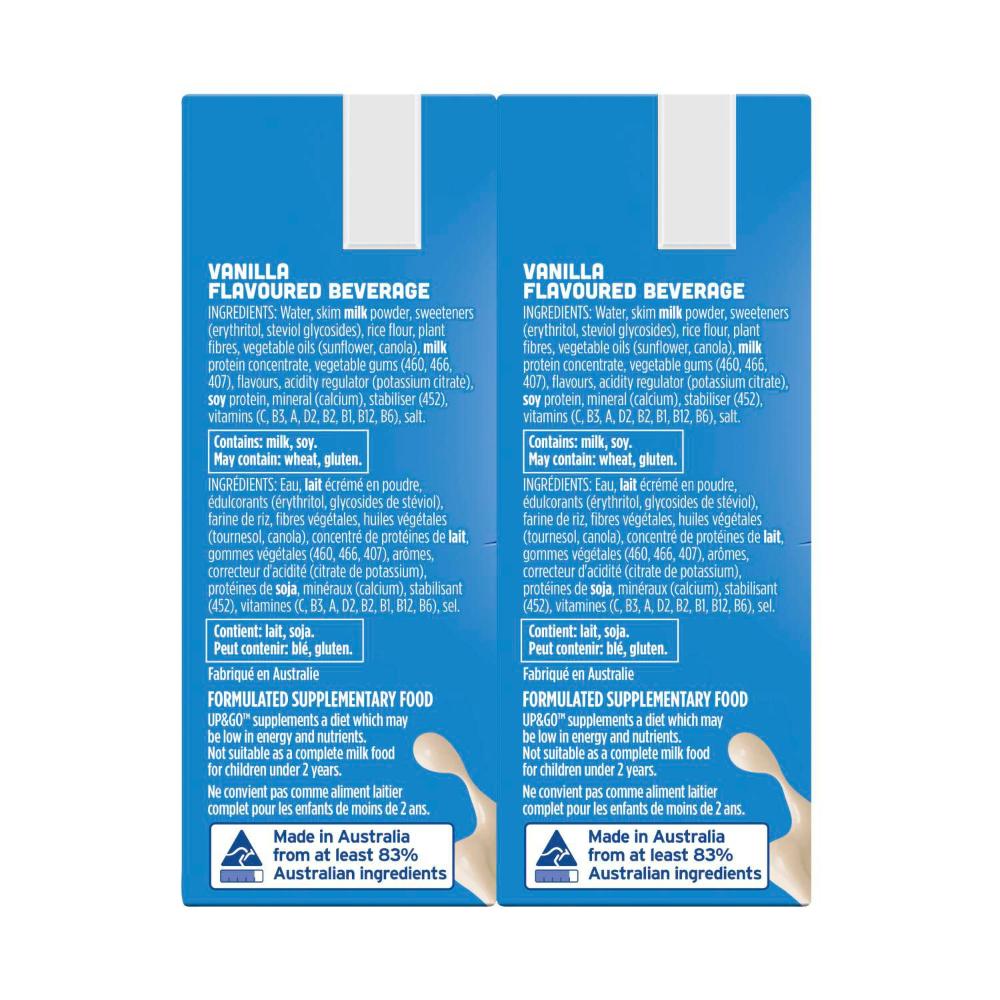 Sanitarium Up&go No Added Sugar Liquid Breakfast Vanilla Ice 6x250ml - 1.5L