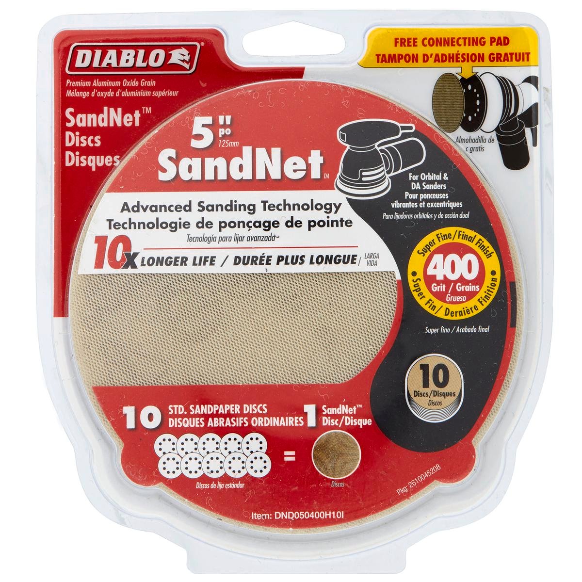 Diablo Orbital Sandnet Discs - 125mm - 400 Grit - 10 Pack - Aluminium Oxide