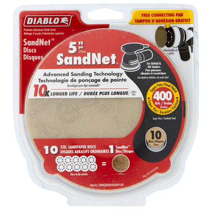 Diablo Orbital Sandnet Discs - 125mm - 400 Grit - 10 Pack - Aluminium Oxide