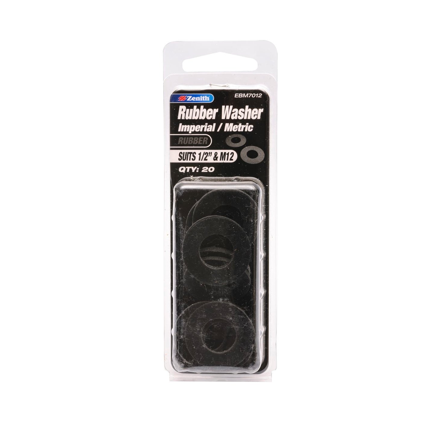 Zenith Rubber Washer - 1/2" & M12 - 20 Pack