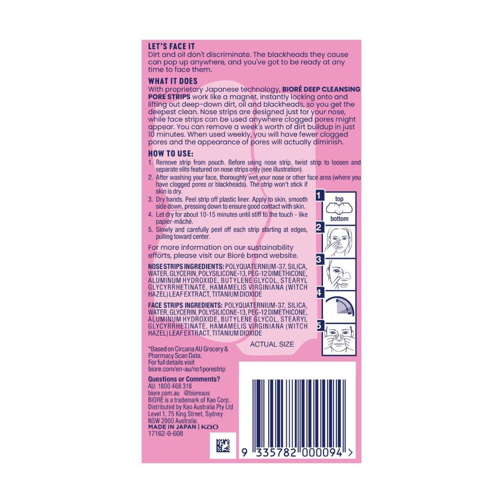 Biore Nose + Face Deep eansing Pore Strips - 14 pack