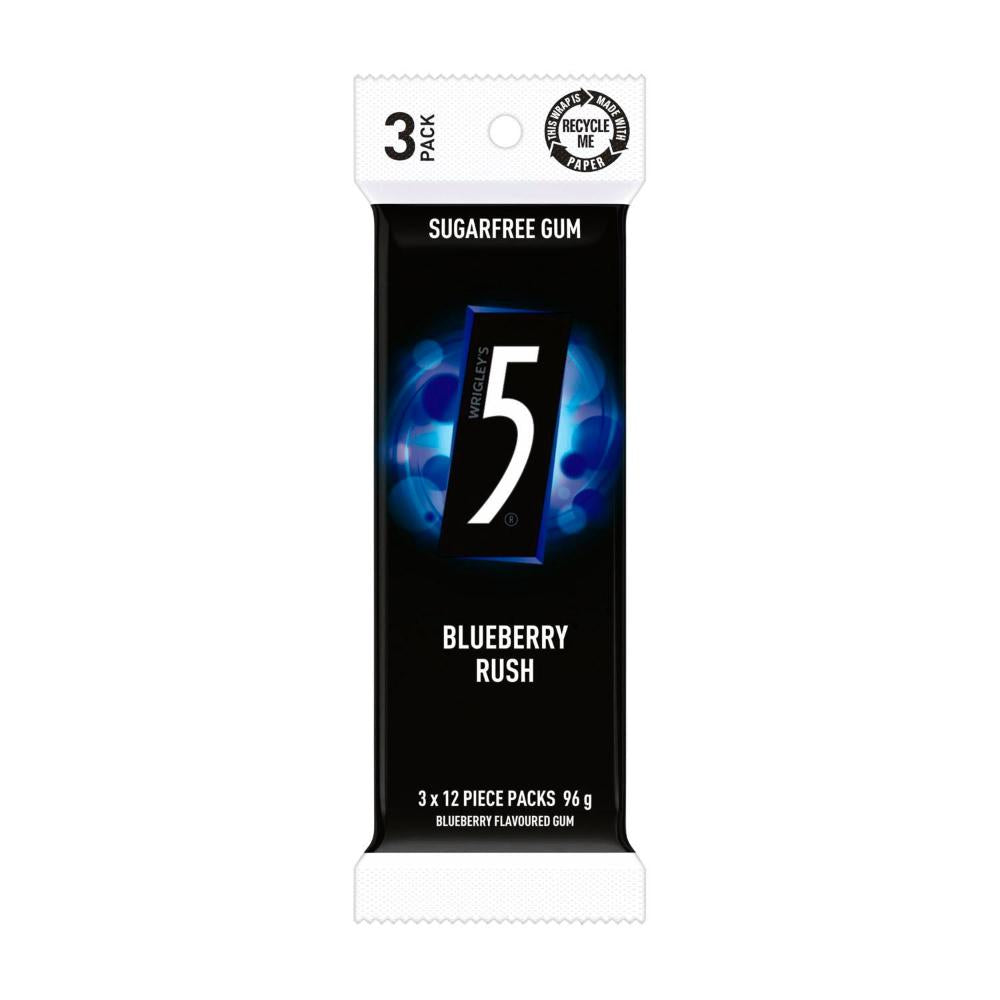 5 Gum Blueberry Sugar Free Chewing Gum 3 Pack - 96g