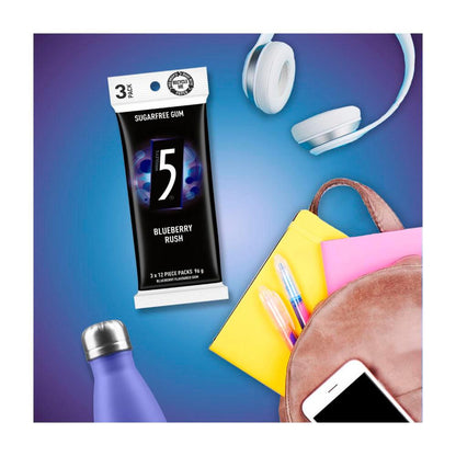 5 Gum Blueberry Sugar Free Chewing Gum 3 Pack - 96g