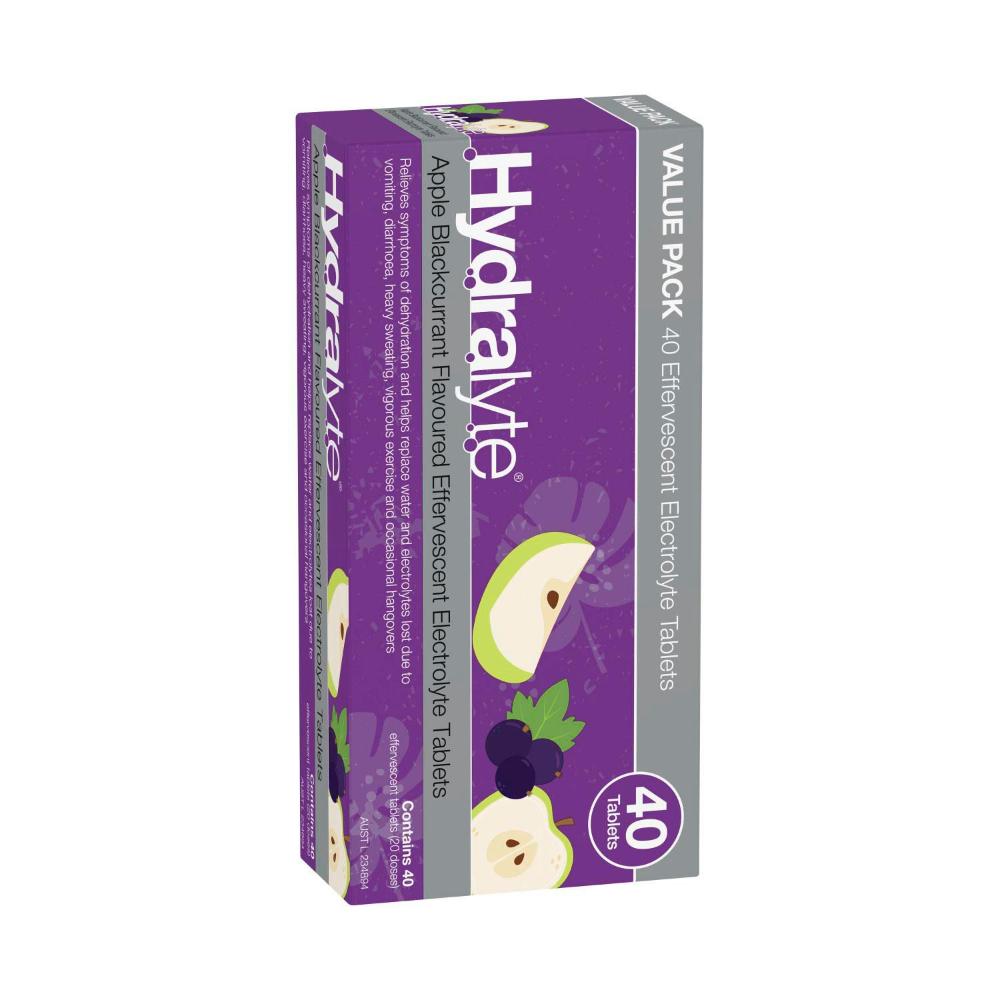 Hydralyte Effervescent Tablets Apple Blackcurrant - 40 pack